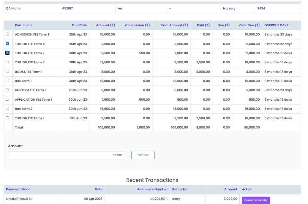 Automated Fee Calculation