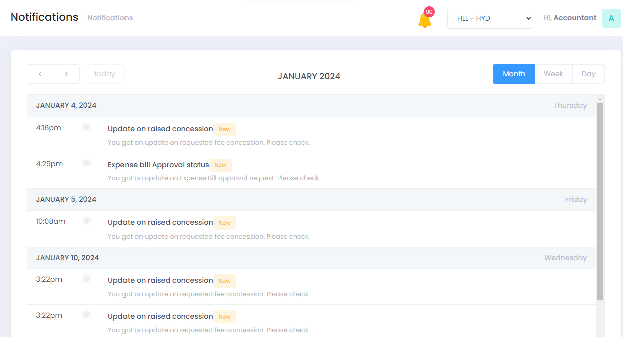 Fee Reminders and Notifications